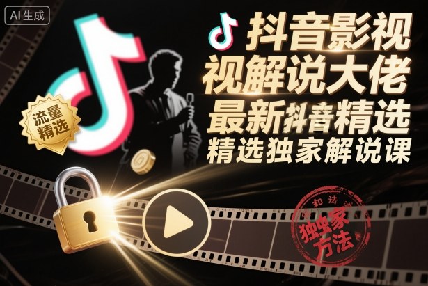 抖音影视解说大佬最新抖音进精选和独家方法,精选独家解说课-景枢聚合