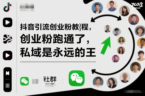 抖音引流创业粉教程,创业粉终于跑通了,私域是永远的王-景枢聚合