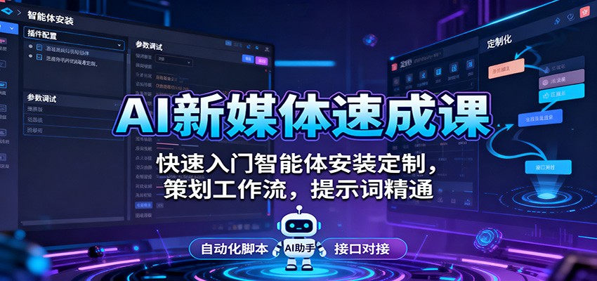 AI新媒体速成课:快速入门智能体安装定制,策划工作流,提示词精通-景枢聚合