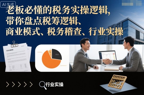 老板必懂的税务实操逻辑，带你盘点税筹逻辑、商业模式、税务稽查、行业实操-景枢聚合