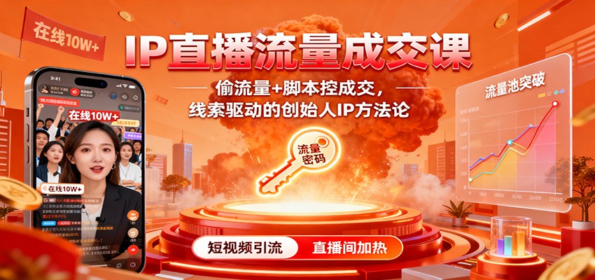IP直播流量成交课:偷流量+脚本控成交,线索驱动的创始人IP方法论-景枢聚合