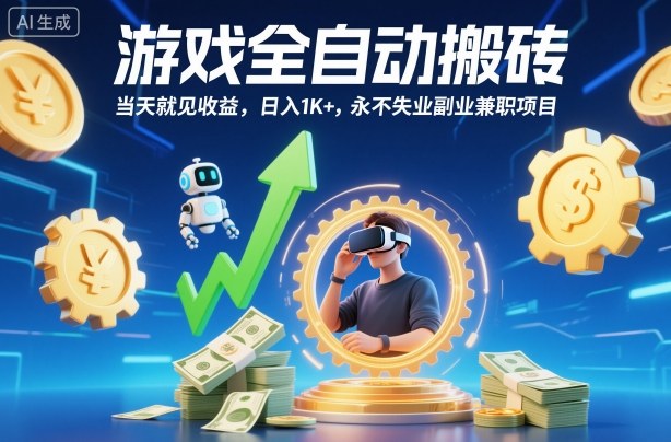 游戏全自动搬砖,当天就见收益,日入1K+,永不失业副业兼职项目【揭秘】-景枢聚合