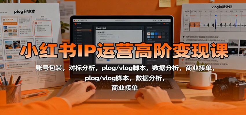 小红书IP运营高阶变现课:账号包装,对标分析,plog/vlog脚本,数据分析,商业接单-景枢聚合