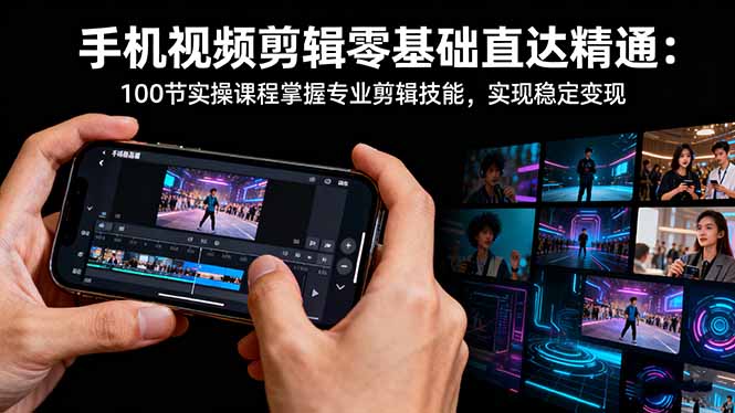 手机视频剪辑零基础直达精通:100节实操课程掌握专业剪辑技能,实现稳...-景枢聚合