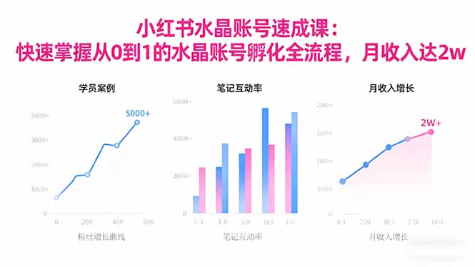 2025小红书水晶账号速成课:快速掌握从0-1水晶账号孵化全流程,月收入达2w-景枢聚合
