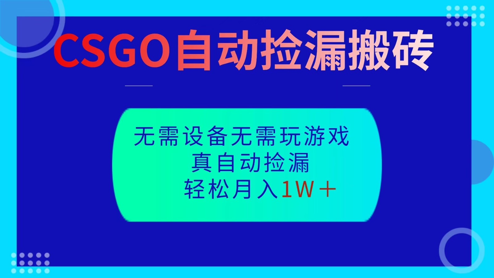 CSGO自动捡漏搬砖，当天操作当天见结果，无需了解游戏，包教包会包落地-景枢聚合