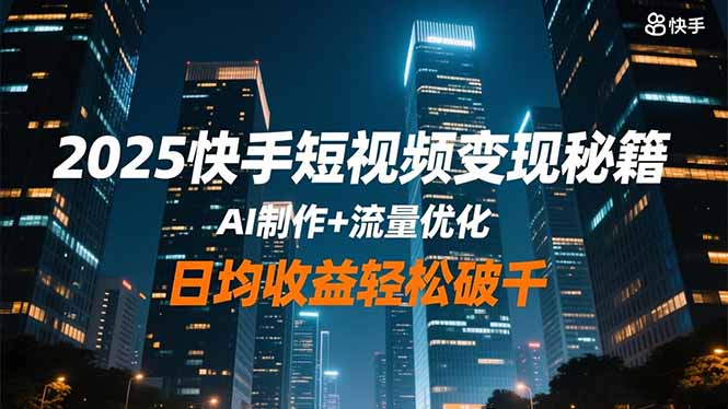 2025快手短视频变现秘籍，AI制作+流量优化，日均收益轻松破千-景枢聚合