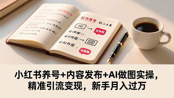 小红书养号+内容发布+AI做图实操，精准引流变现，新手月入过万-景枢聚合