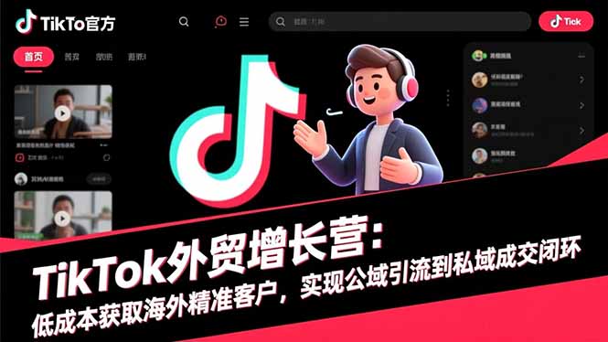 TikTok外贸增长营：低成本获取海外精准客户，实现公域引流到私域成交闭环-景枢聚合
