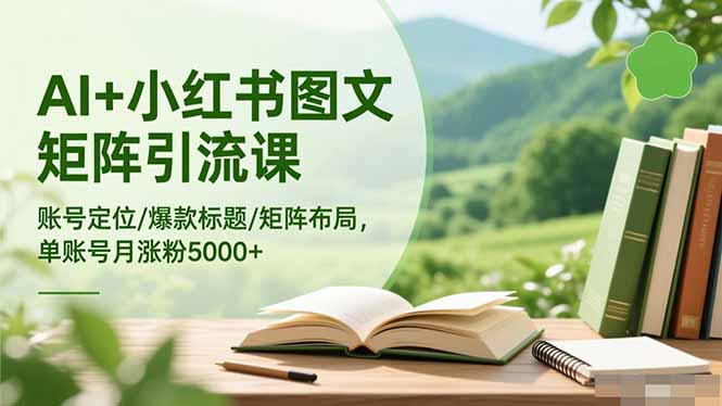 AI+小红书图文矩阵引流课：账号定位/爆款标题/矩阵布局/单账号月涨粉5000+-景枢聚合