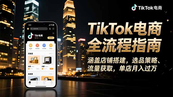 TikTok电商全流程指南，涵盖店铺搭建、选品策略、流量获取，单店月入过万-景枢聚合