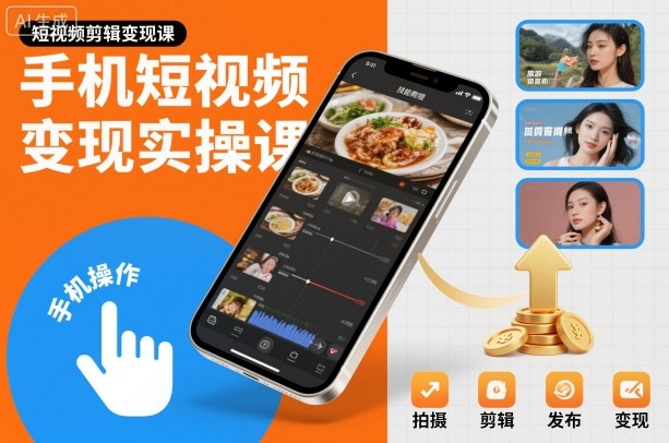 手机短视频变现实操课，短视频剪辑变现课-景枢聚合