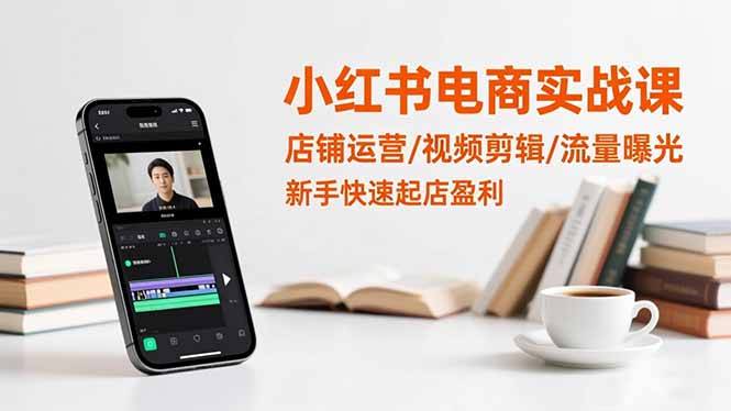 小红书电商实战课：店铺运营/视频剪辑/流量曝光，新手快速起店盈利-景枢聚合