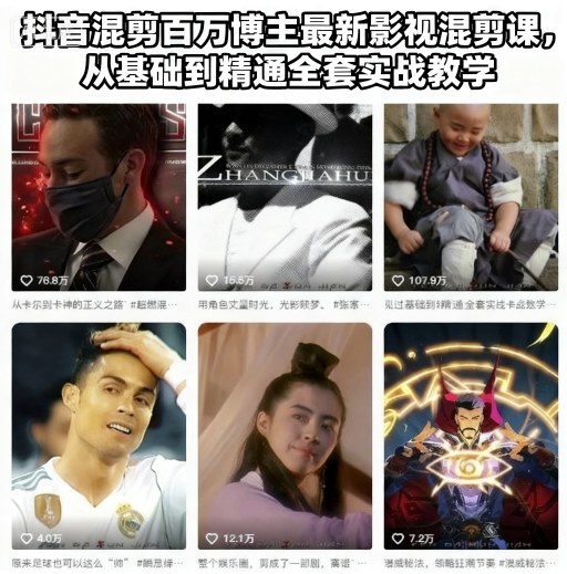 抖音混剪百万博主最新影视混剪课，从基础到精通全套实战教学(更新)-景枢聚合