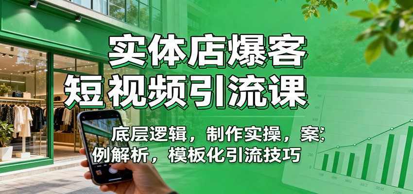 实体店爆客短视频引流课：底层逻辑，制作实操，案例解析，模板化引流技巧-景枢聚合