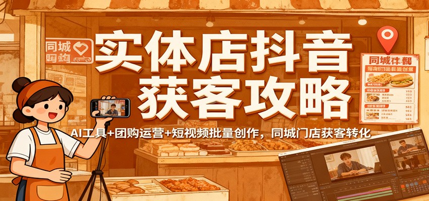实体店抖音获客攻略：AI工具+团购运营+短视频批量创作，同城门店获客转化-景枢聚合